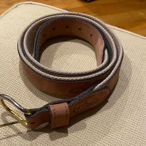 Leather and Canvas Roll Belt - Brown